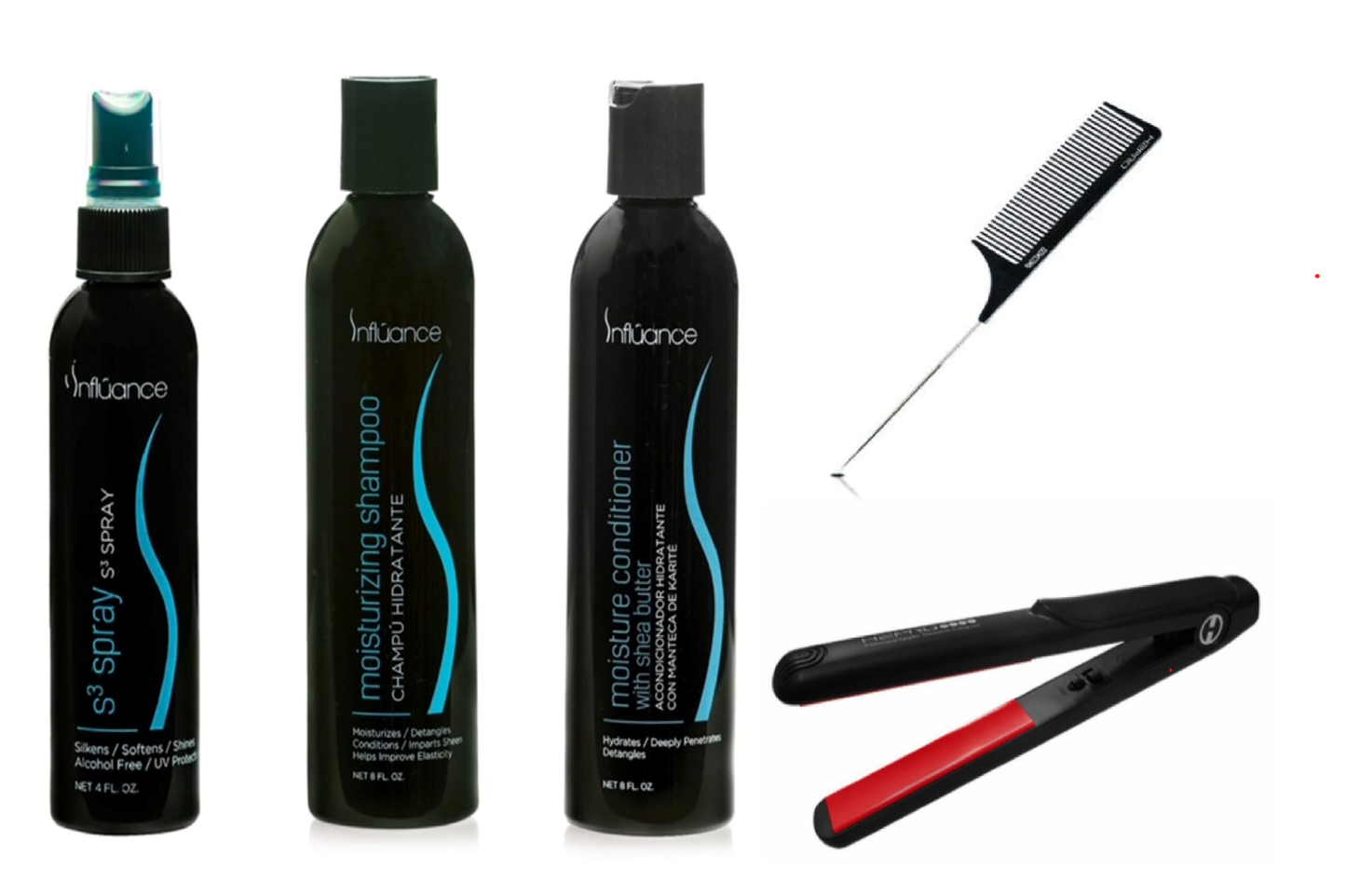 MOISTURE IN NEED MOISTURE INDEED Set with Bonus Flat Iron & Comb